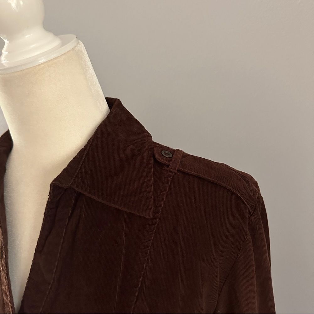 MacDougal & Houston brown long sleeve button up corduroy shirt size L - Picture 2 of 5
